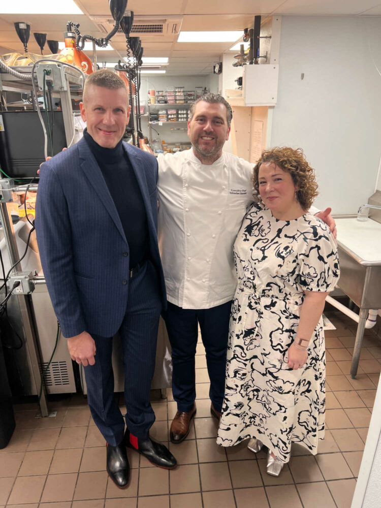 Chef Sébastien Giannini  of L'Avant-Garde DC with Karl and Charles Perri in February 2024