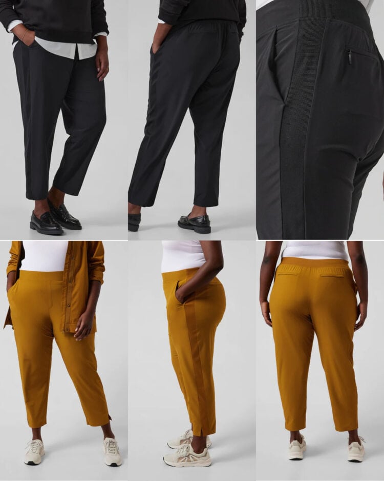 A collage of images of bodies wearing th Athleta Brooklyn Ankle Pant