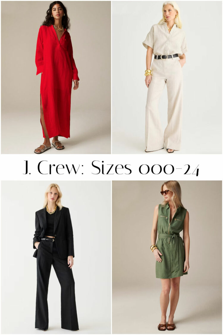 a collage of j. crew fashion for women over 40