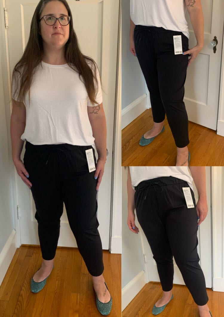 Grace modeling the black Lululemon high rise pant