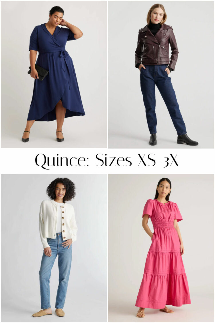 a collage of four looks from Quince clothing