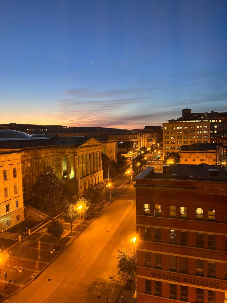 The view of the National Portrait Gallery from our room at the Hotel Riggs Washington DC